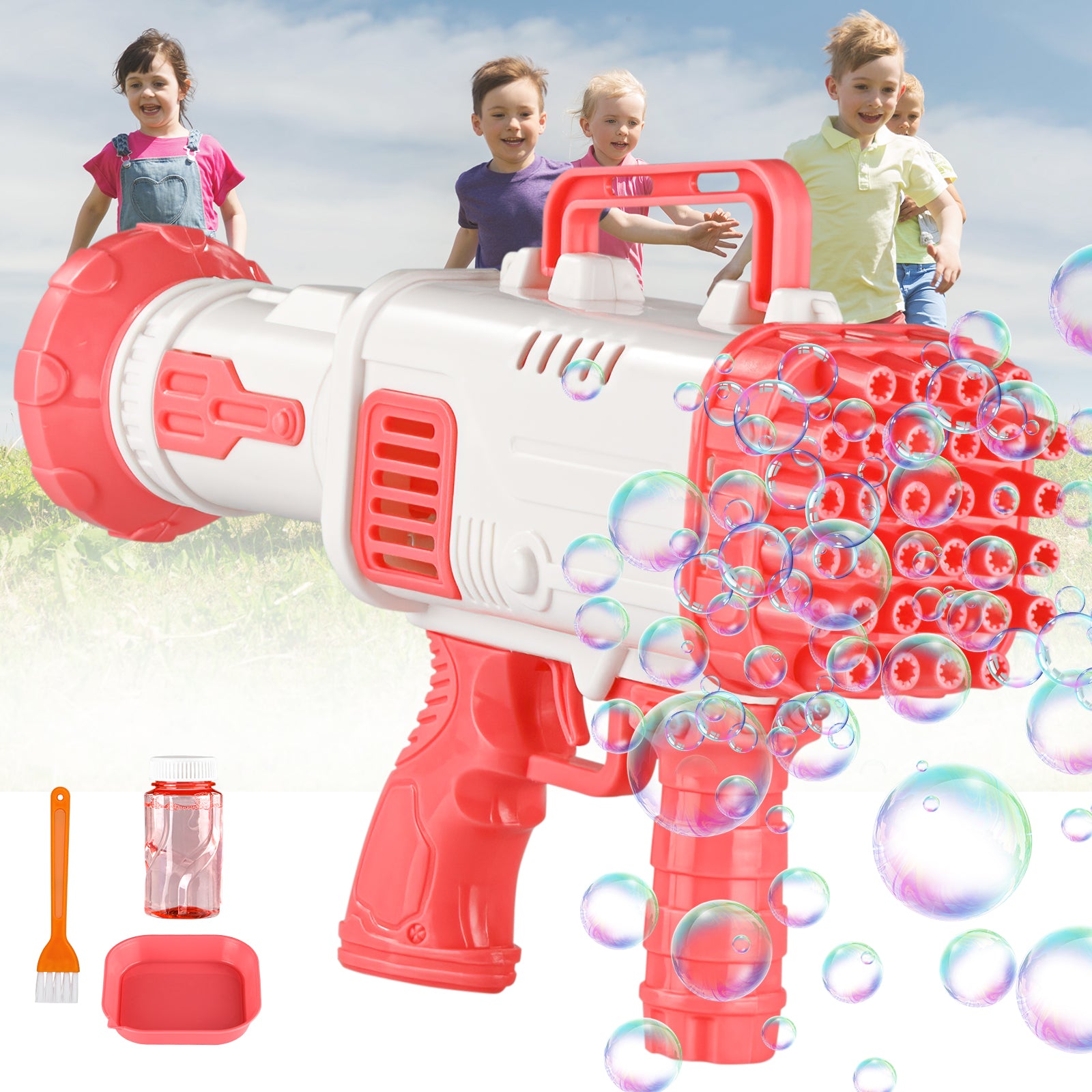 Bubble Gun 32 Holes with Bubble Solution Rocket Boom Bubble Gun (COLOR –